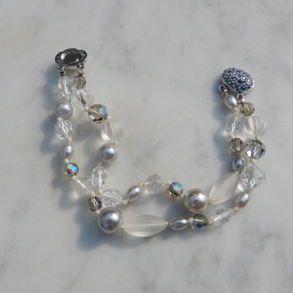 Swarovski Crystal, Glass Bead, and Faux Pearl Bracelet - Picture 6 of 6